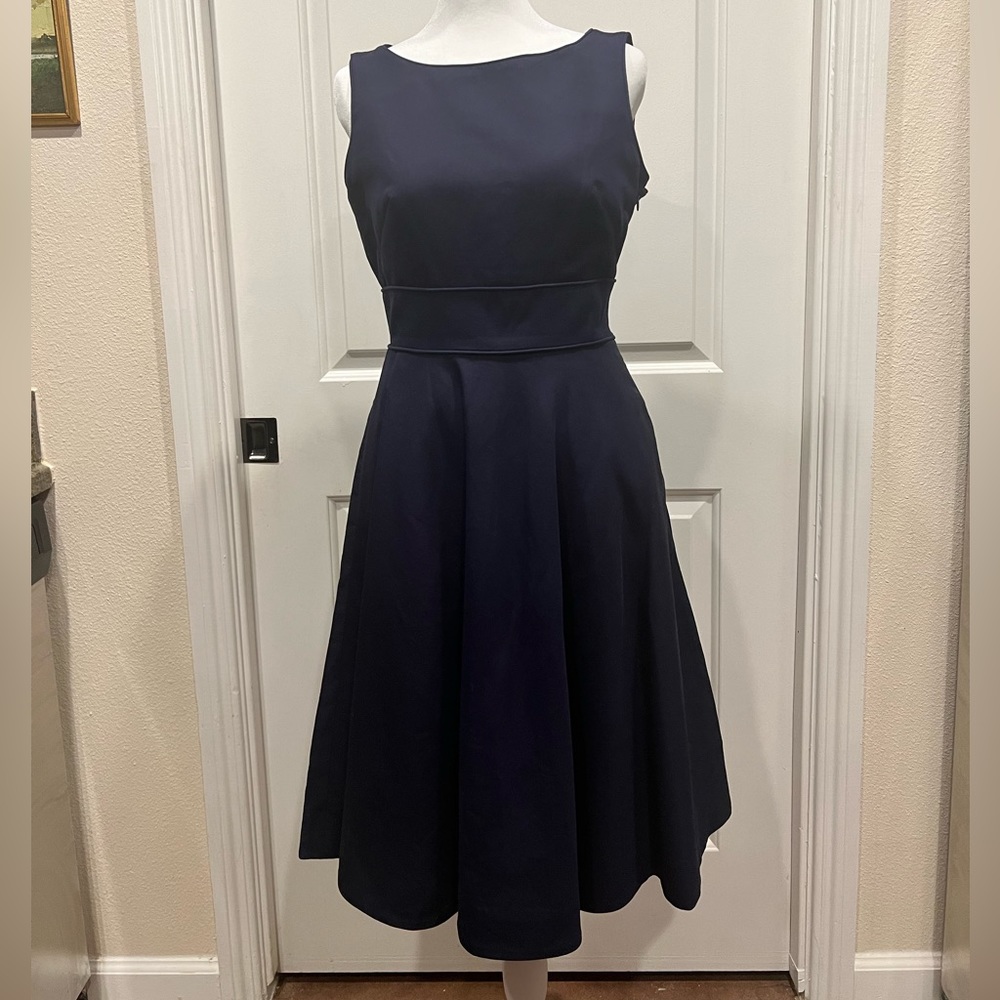 Jcrew Navy Blue Cotton Dress Size 4 Bonus Pockets